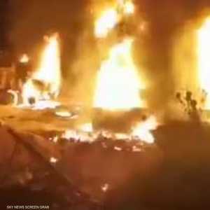 صورة متداولة للحريق بعد انفجار الصهريج