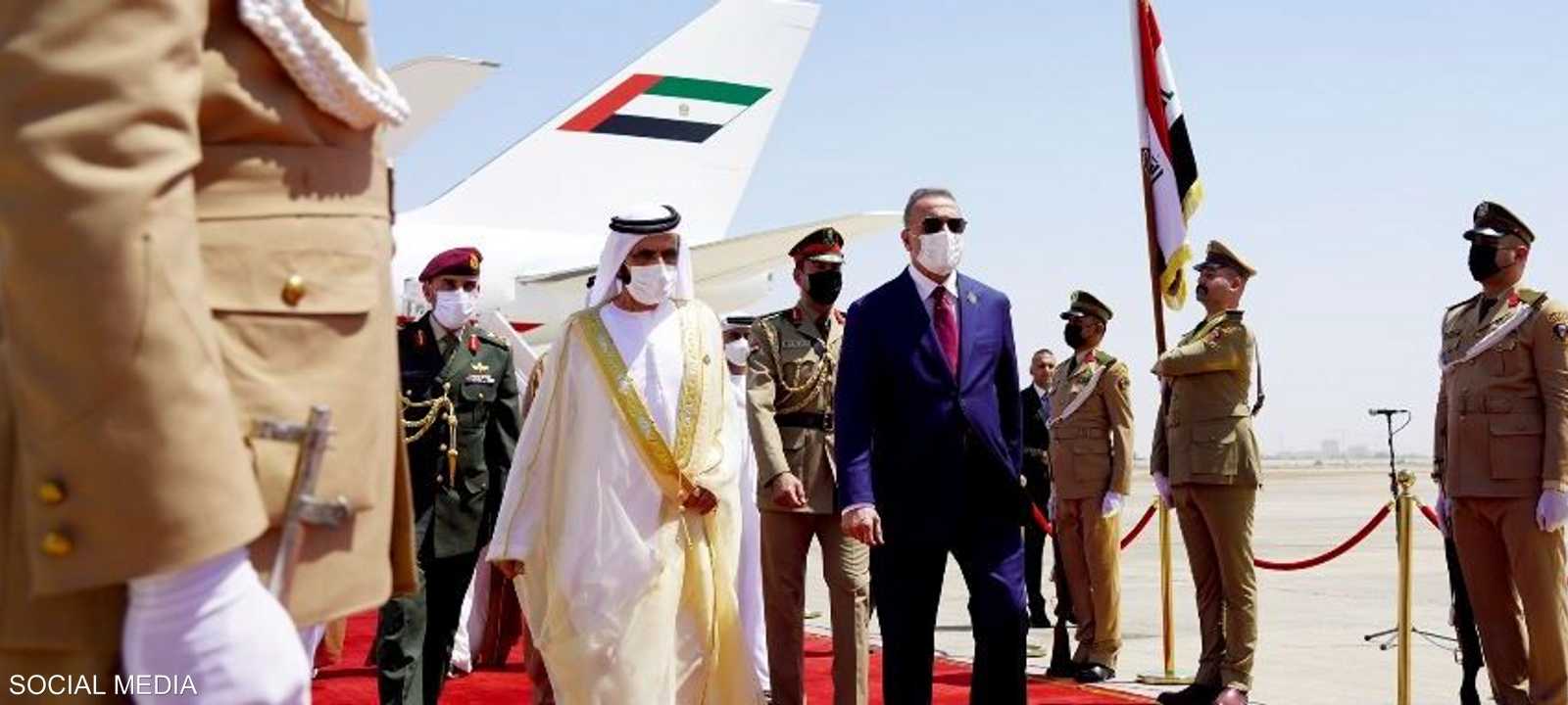 الكاظمي مستقبلا الشيخ محمد بن راشد