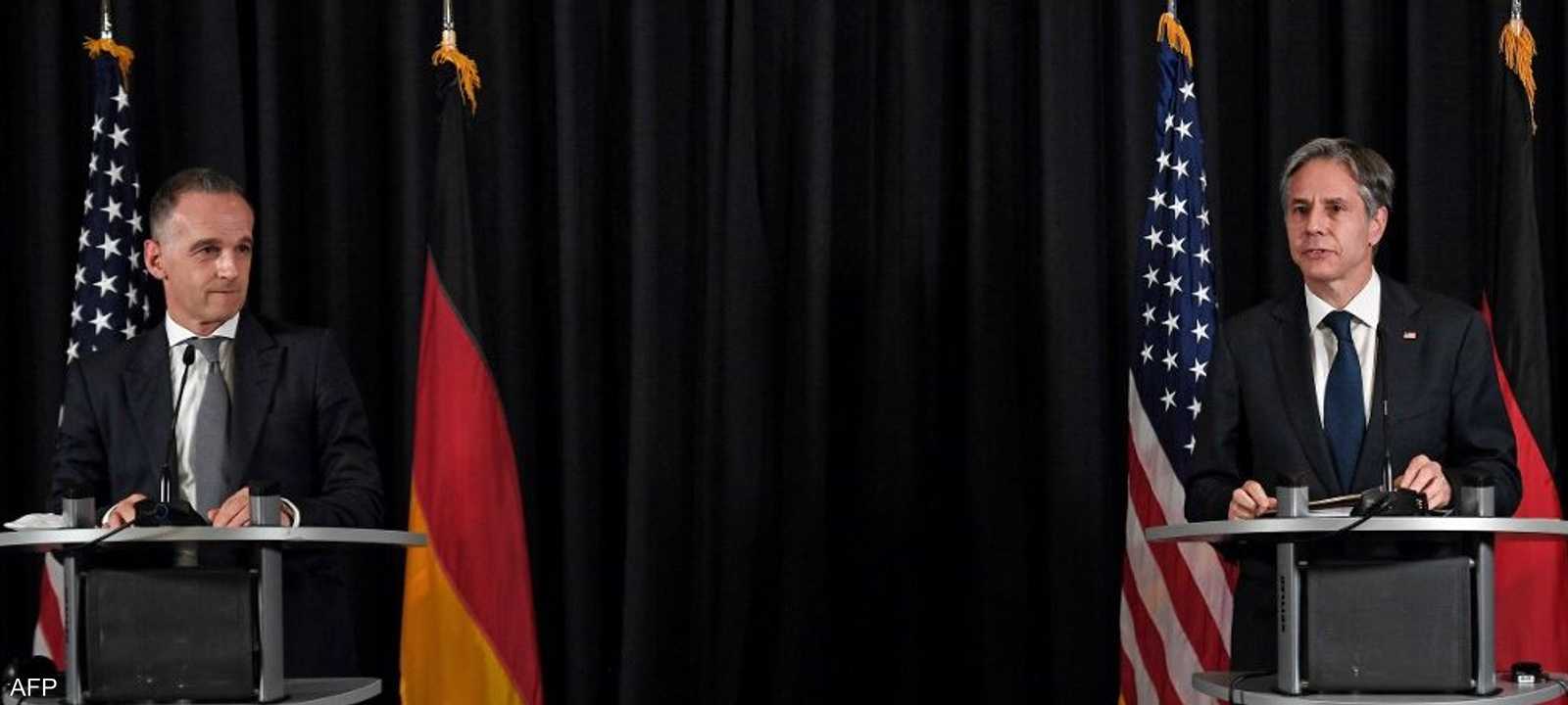 مؤتمر صحفي لوزيري الخارجية الألماني والأميركي.