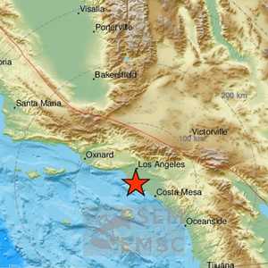موقع الزلزال في كاليفورنيا