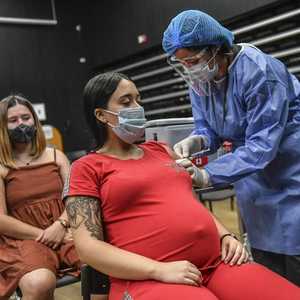 أرشيفية.. تطعيم سيدة حامل بلقاح كوفيد-19