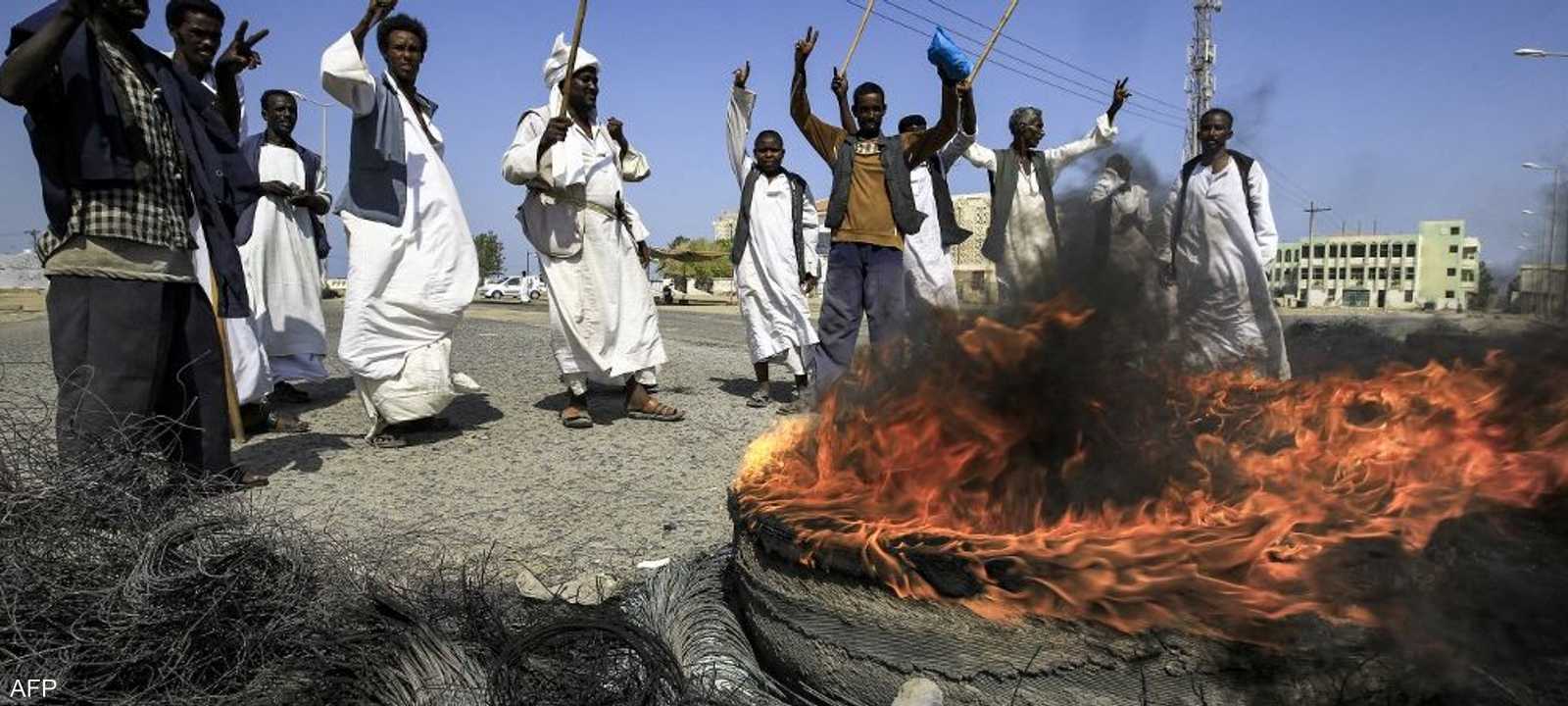 جانب من الاحتجاجات شرقي السودان.