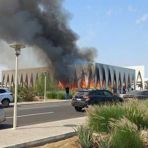 جانب من الحريق الكبير في قاعة البلازا