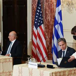 جانب من مراسم توقيع الاتفاقية بين بلينكن وديندياس