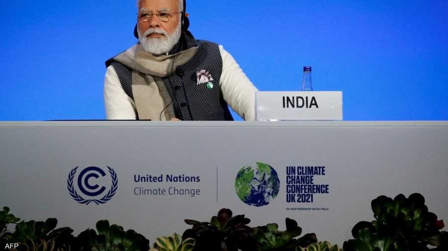 أعلن رئيس الوزراء الهندي ناريندرا مودي أن بلاده تستهدف وقف إضافة غازات الاحتباس الحراري إلى الغلاف الجوي بحلول 2070، أي بعد الولايات المتحدة بعقدين، وبعد 10 سنوات على الأقل من الصين.
