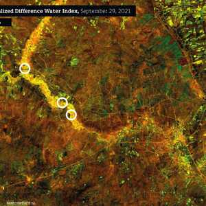 صورة جوية ملونة لنهر الخابور