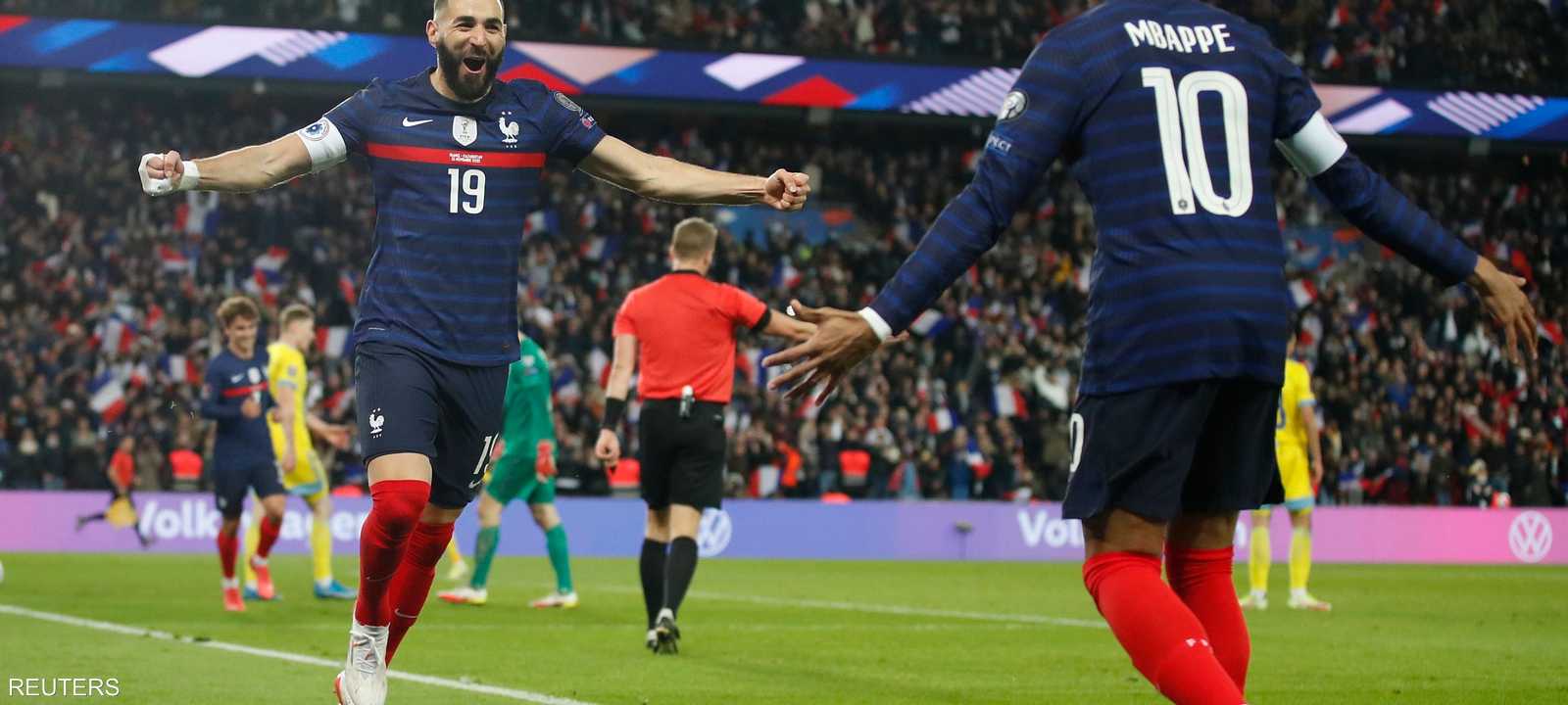 بنزيمة ومبابي تألقا أمام كازاخستان