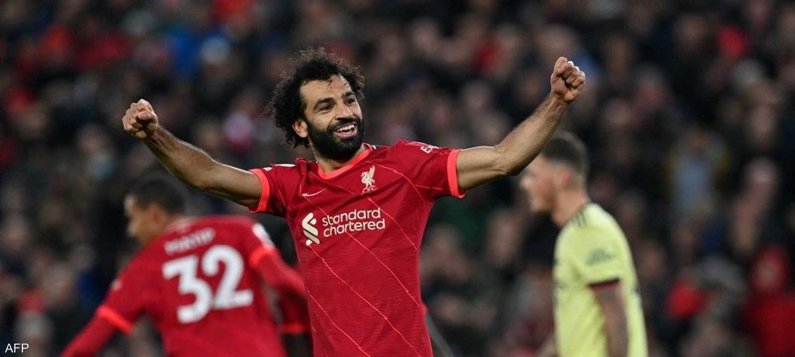 فرحة محمد صلاح بعد تسجيله الهدف