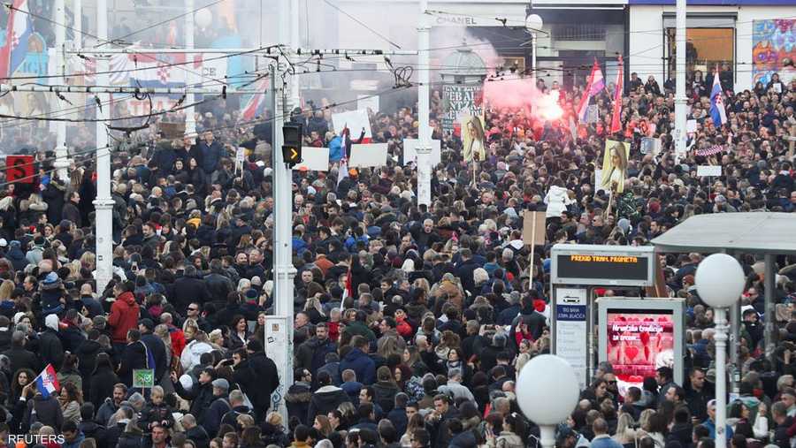 التظاهرات امتدت أيضا لمدينة زغرب في كرواتيا.