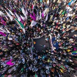 صورة عن طريق الدرون لمنطقة الموسسة حيث التقت مواكب شرق النيل