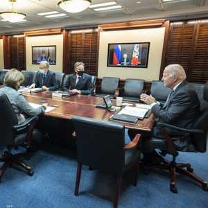 بايدن خلال لقائه ببوتن عبر الفيديو