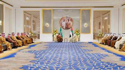 محمد بن راشد يستقبل ولي العهد السعودي في إكسبو 2020 دبي