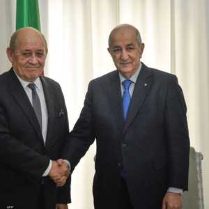 الرئيس الجزائري تبون ووزير الخاريجية الفرنسي لودريان