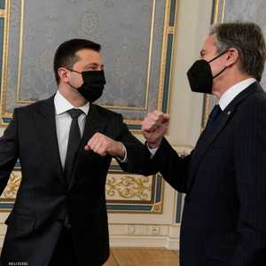 زيلينسكي مستقبلا بلينكن في كييف.