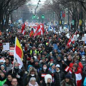 إحدى المظاهرات الرافضة لإجراءات الحكومة النمساوية ضد كورونا.