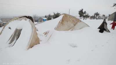 سوريا.. انهيار خيام على ساكنيها بسبب الثلوج