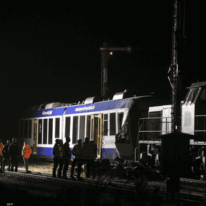صورة أرشيفية لحادث تصادم قطارين سابق في ألمانيا