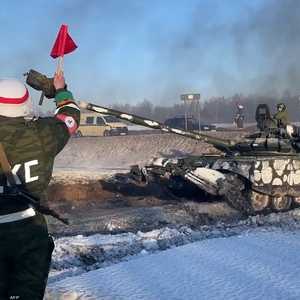 أرشيفية لدبابة روسية بعد انتهاء تدريب مع قوات بيلاروسيا