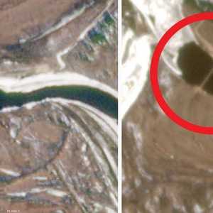 صورة قبل وبعد تظهر الجسر العائم فوق نهر بريبيات