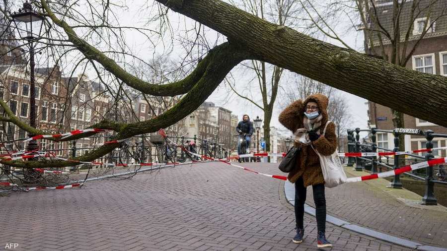 في هولندا، تسبب سقوط أشجار في مقتل ثلاثة أشخاص، ودعت الشرطة المواطنين للبقاء في منازلهم.