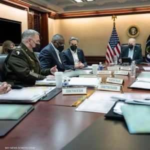 جانب من اجتماع مجلس الأمن القومي الأميركي بشأن أوكرانيا.