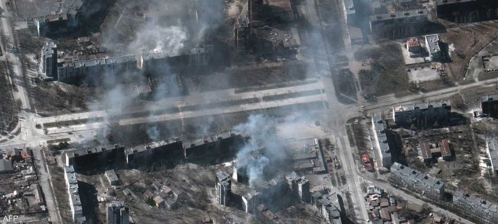 صور تظهر مواقع انفجارات في مدينة ماريوبول الأوكرانية.