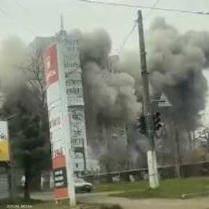 لحظة سقوط الصاروخ في أوديسا.