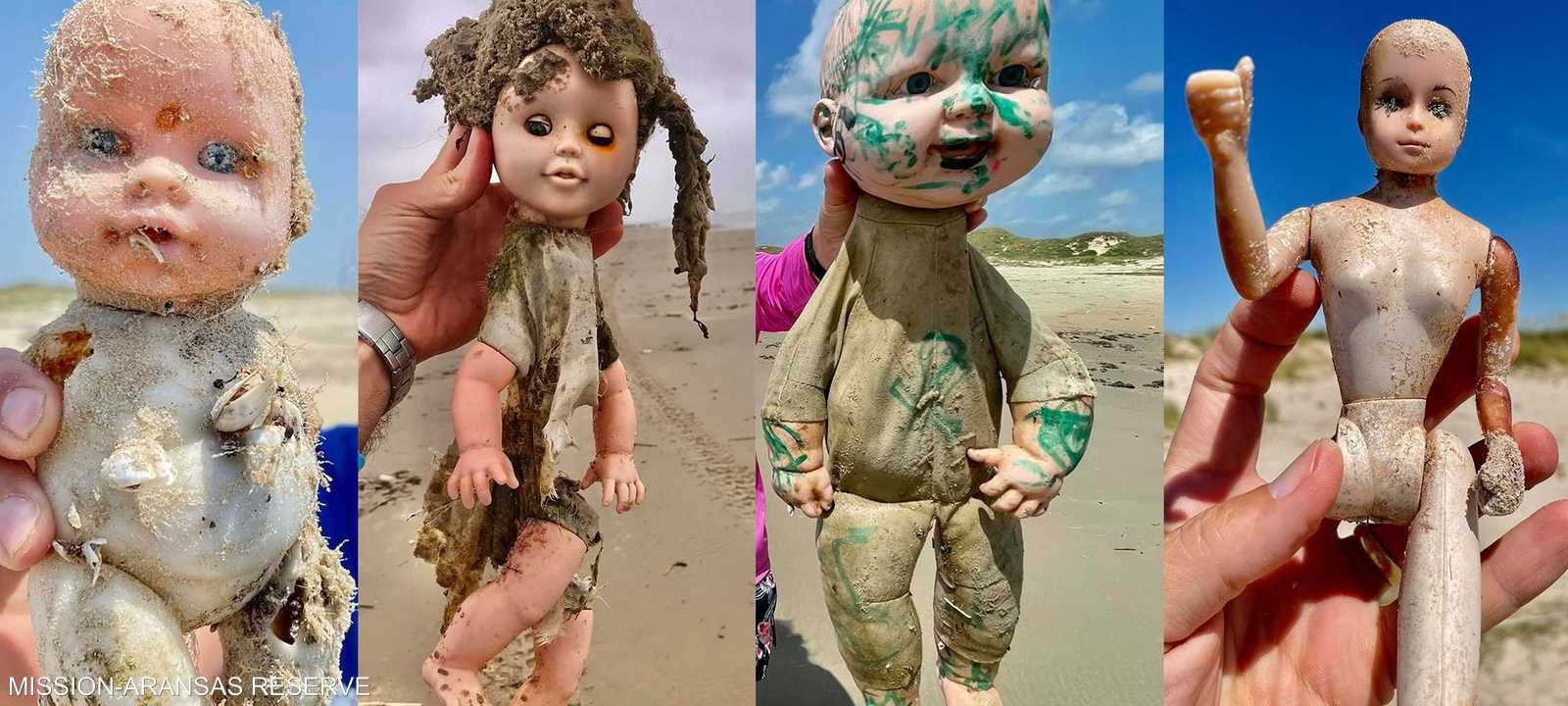 صورة للدمى المخيفة التي تم العثور عليها