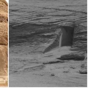 بوابة المريخ (يمين) تشبه كثيرا بوابات مدائن صالح (يسار)