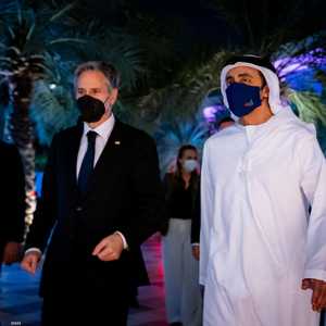 الشيخ عبد الله بن زايد خلال استقباله بلينكن.