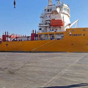 السفينة التي انفجر قربها صهريج غاز الكلور في ميناء العقبة.