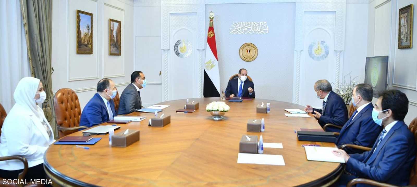 من الاجتماع الذي عقده الرئيس المصري