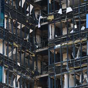 جانب من الأضرار المادية التي خلفها قصف كييف