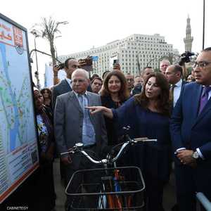 جانب من افتتاح المحطة الأولى للدراجات الهوائية في القاهرة.