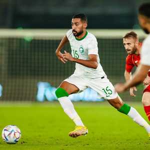 من مباراة تحضيرية للمنتخب السعودي لكرة القدم