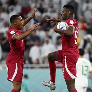 فرحة منتخب قطر بالهدف الوحيد في مرمى السنغال