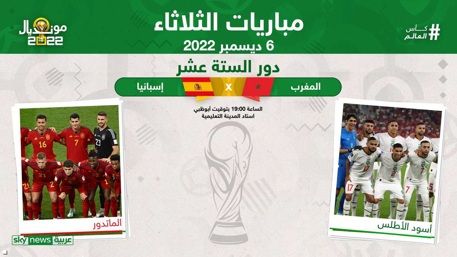 مباريات كأس العالم .. المغرب ضد إسبانيا اليوم الثلاثاء