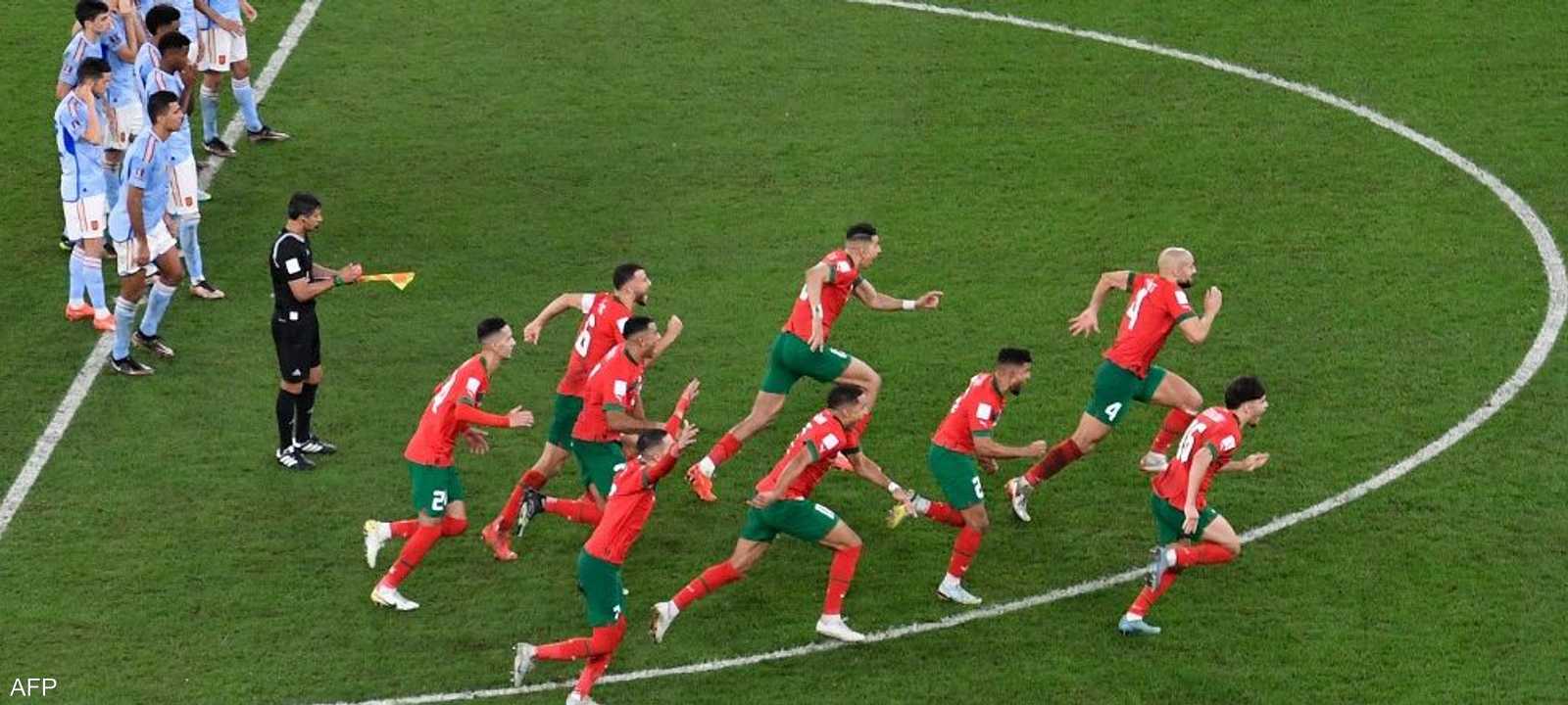 فرحة لاعبي المنتخب المغربي