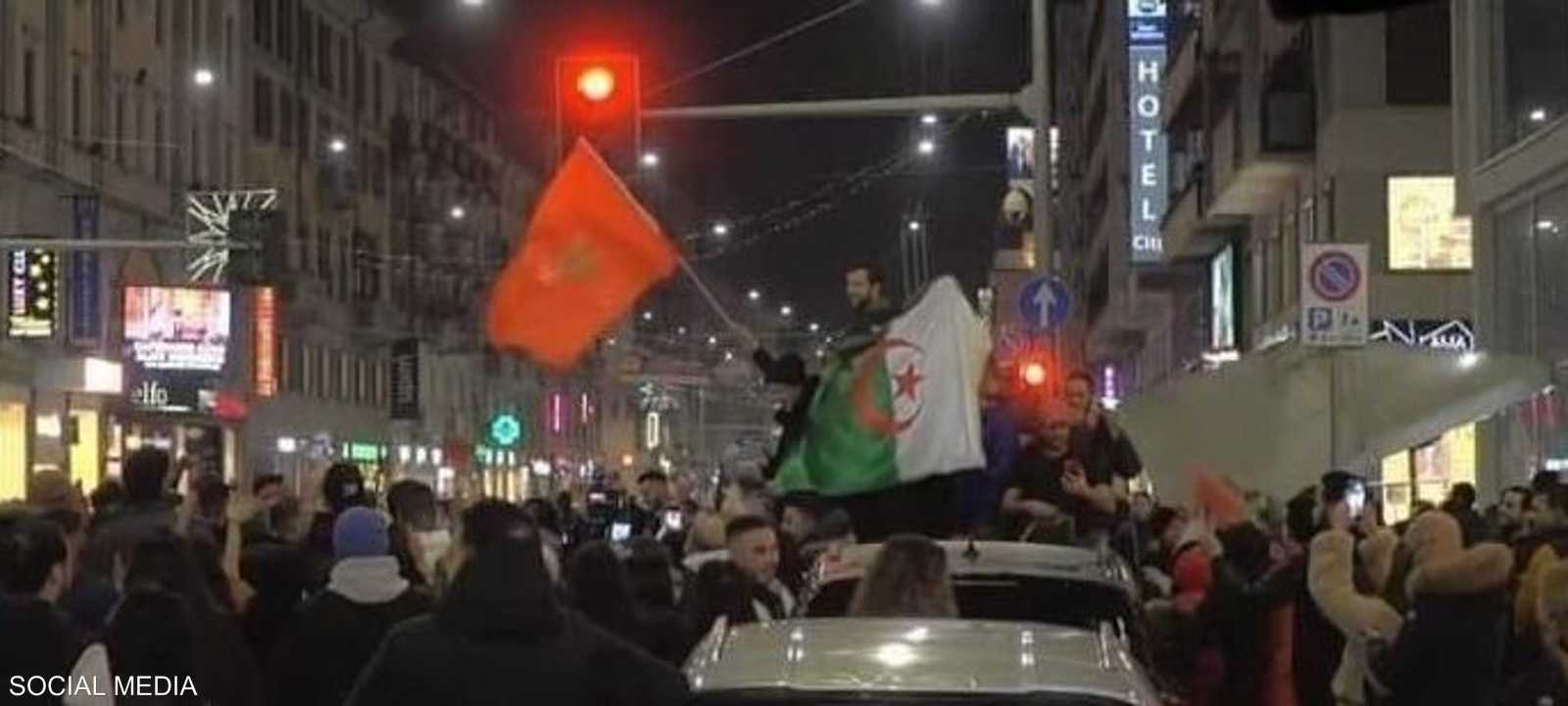 الفرحة بفوز المغرب عمت شوارع الجزائر
