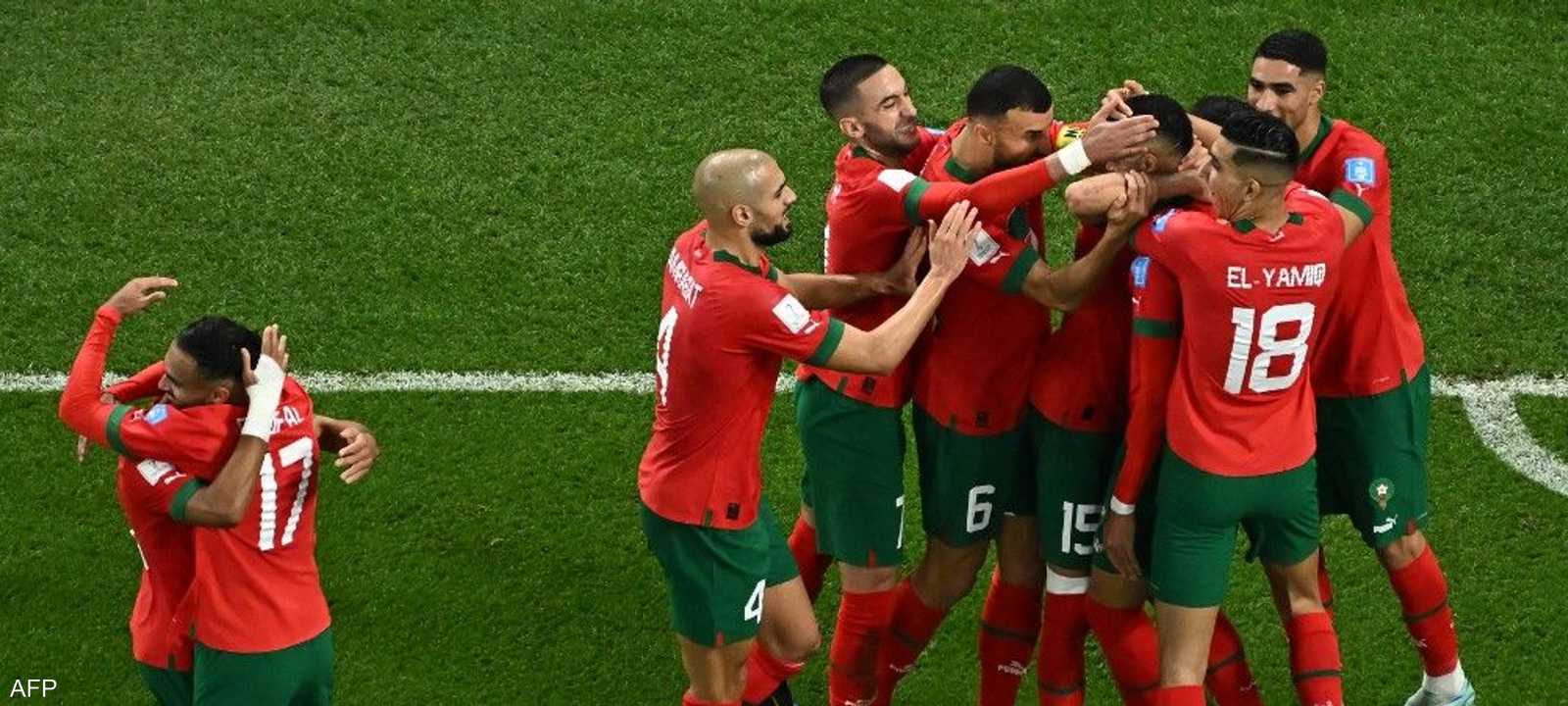 فرحة لاعبي المنتخب المغربي