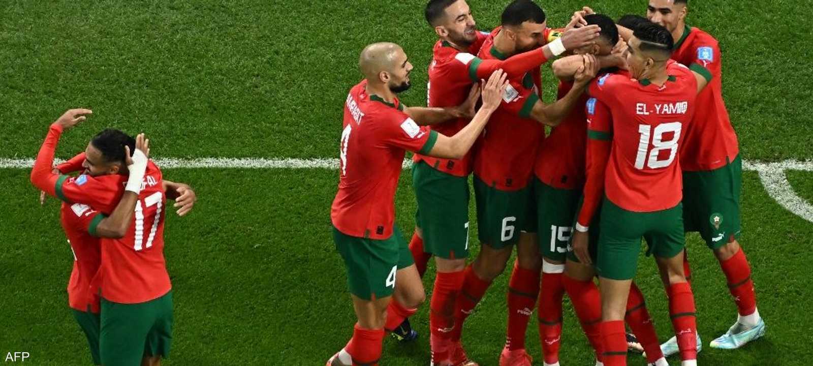 فرحة منتخب المغرب في التأهل لنصف نهائي المونديال
