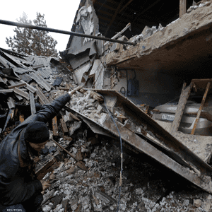 جانب من الدمار الذي طال دونيتسك