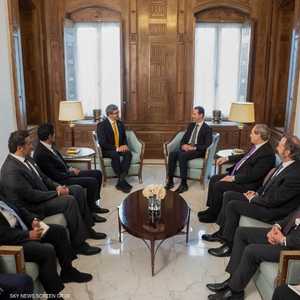 جانب من لقاء بشار الأسد وعبدالله بن زايد