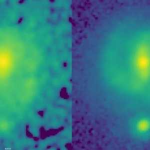 الصورة (اليسار) من هابل و(اليمين) من جيمس ويب للمجرة "EGS".