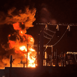 صورة لانفجار في بلغورود نتيجة قصف أوكراني في أبريل 2022