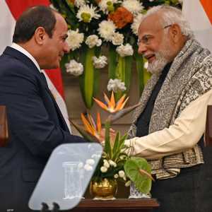 الرئيس الهندي والرئيس المصري خلال الاجتماعات المشتركة