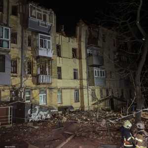 المبنى الذي أصيب جراء القصف الروسي على خاركيف