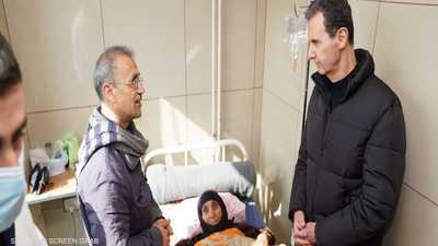 الرئيس السوري يتفقد أضرار الزلزال في حلب