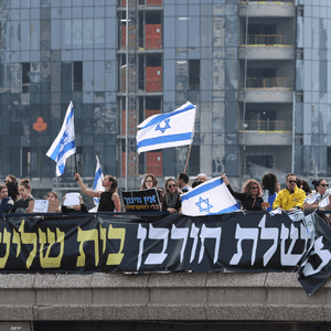 جانب من التظاهرات في تل أبيب