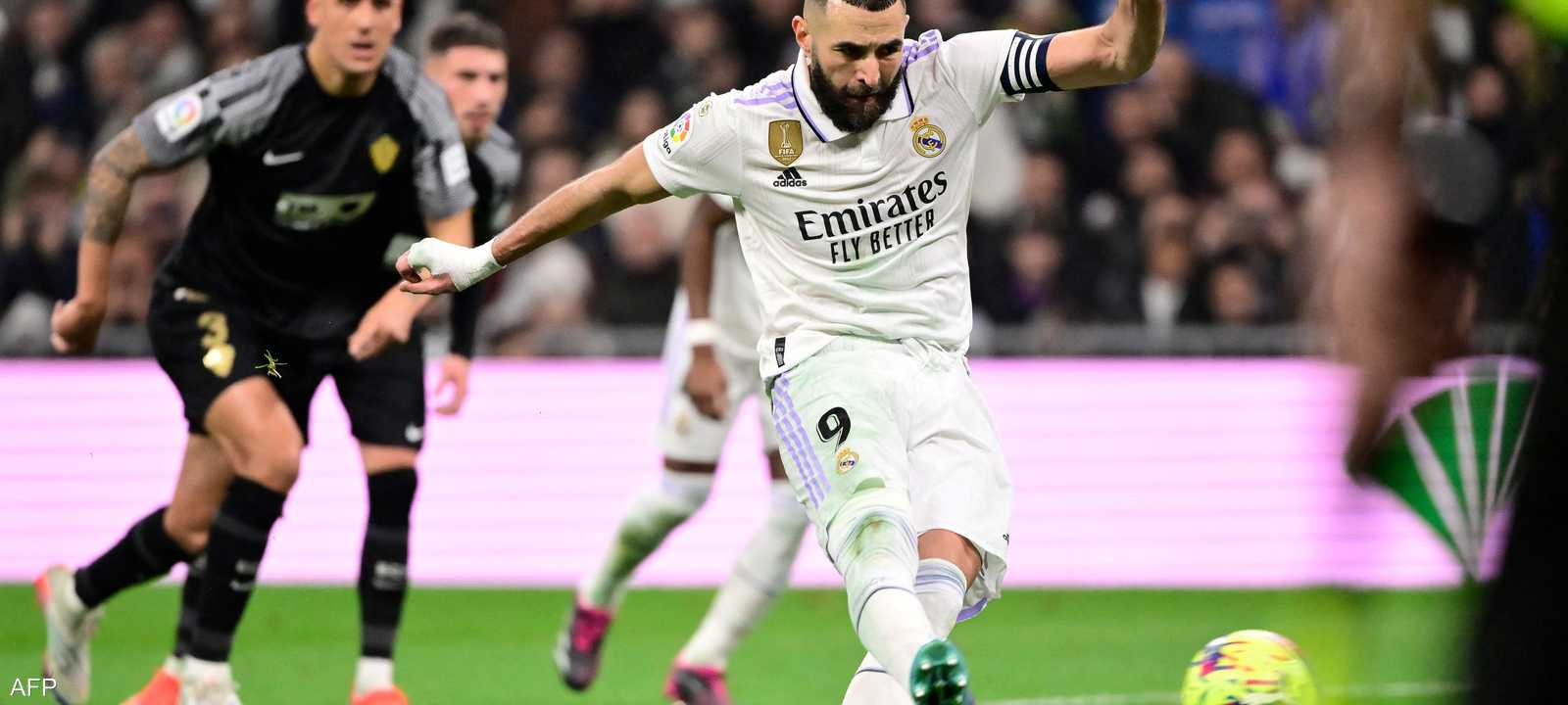 بنزيمة سجل هدفين من ركلتي جزاء